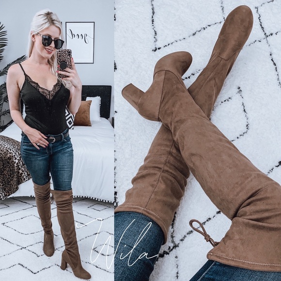 2 LEFT💞Tan suede over the knee boots brown - Picture 2 of 8